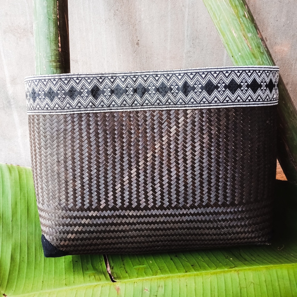Handwoven Black Custom Rattan Purse